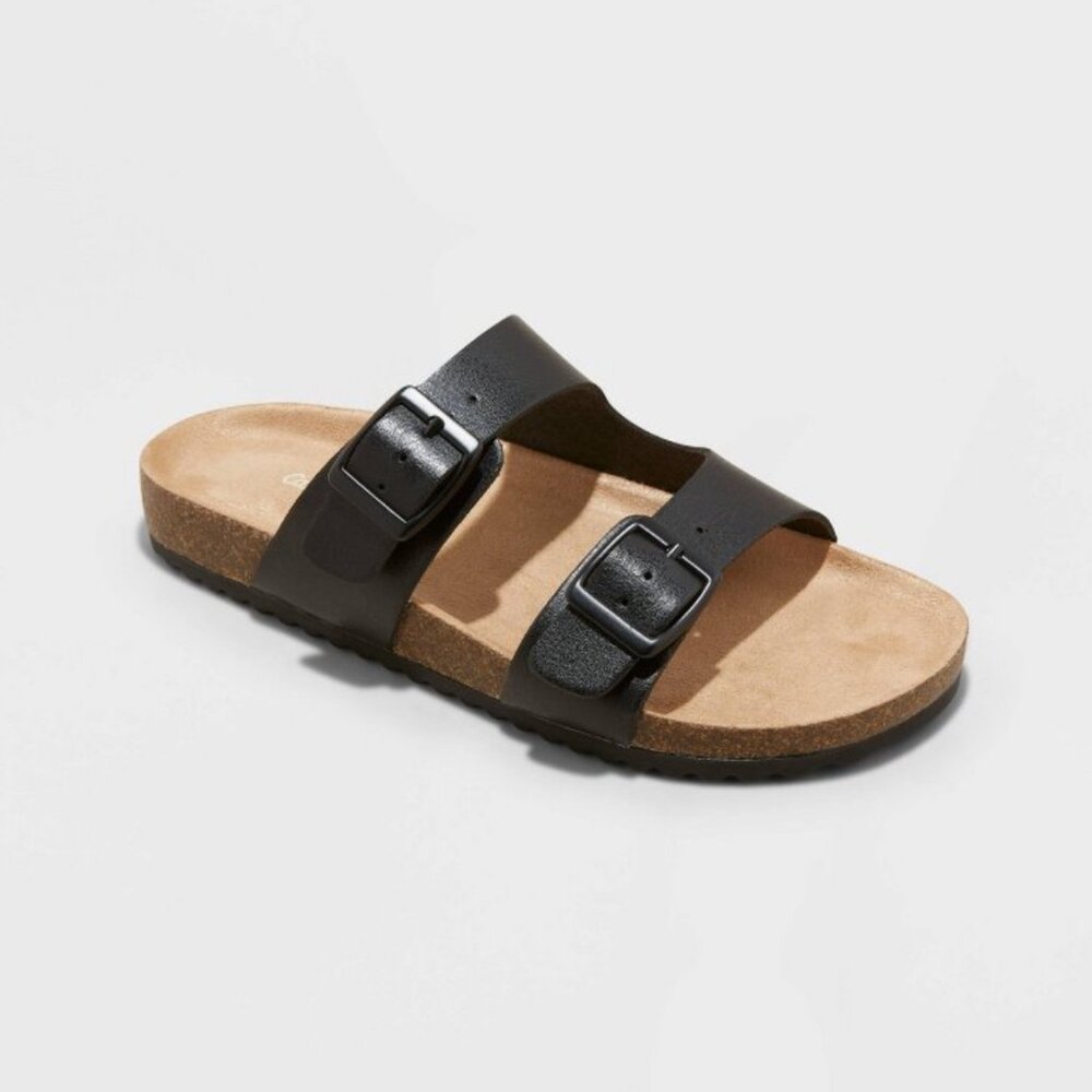 Cat and Jack Drew Solid Footbed Black Buckle Strap Sandal - Kids 1